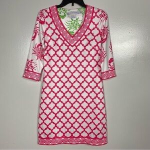 Gretchen Scott Mediterranean tiles and lobster mix media print dress